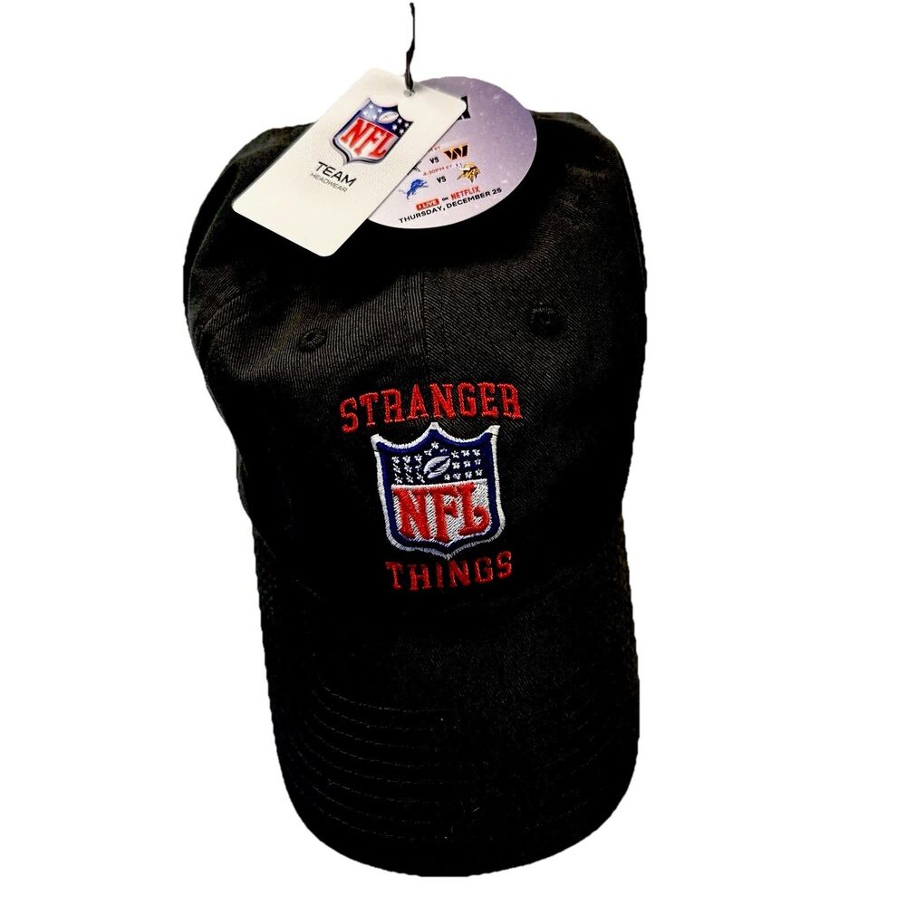 NFL Stranger Things Charcoal Gray Embroidered Adjustable Hat One Size New